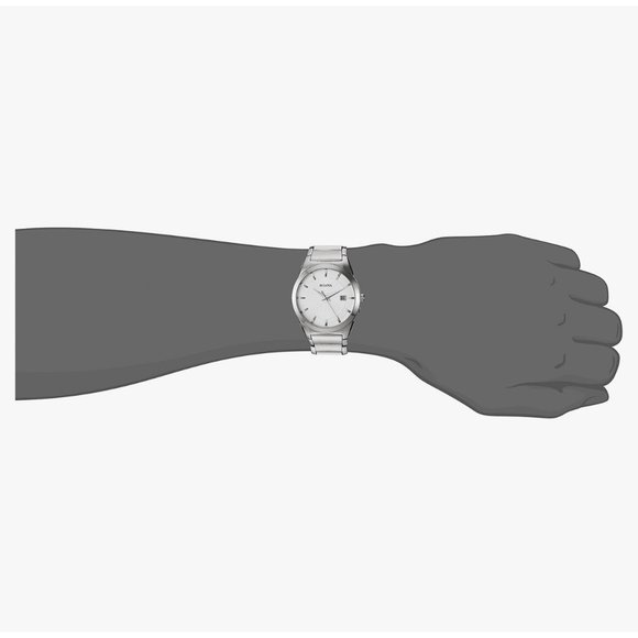 Bulova Mens Silver Tone Stainless Steel Classic Quartz Men's Watch - Picture 9 of 12